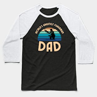 "World's Greatest Fisherman Dad" T-Shirt with Sunset Design Baseball T-Shirt